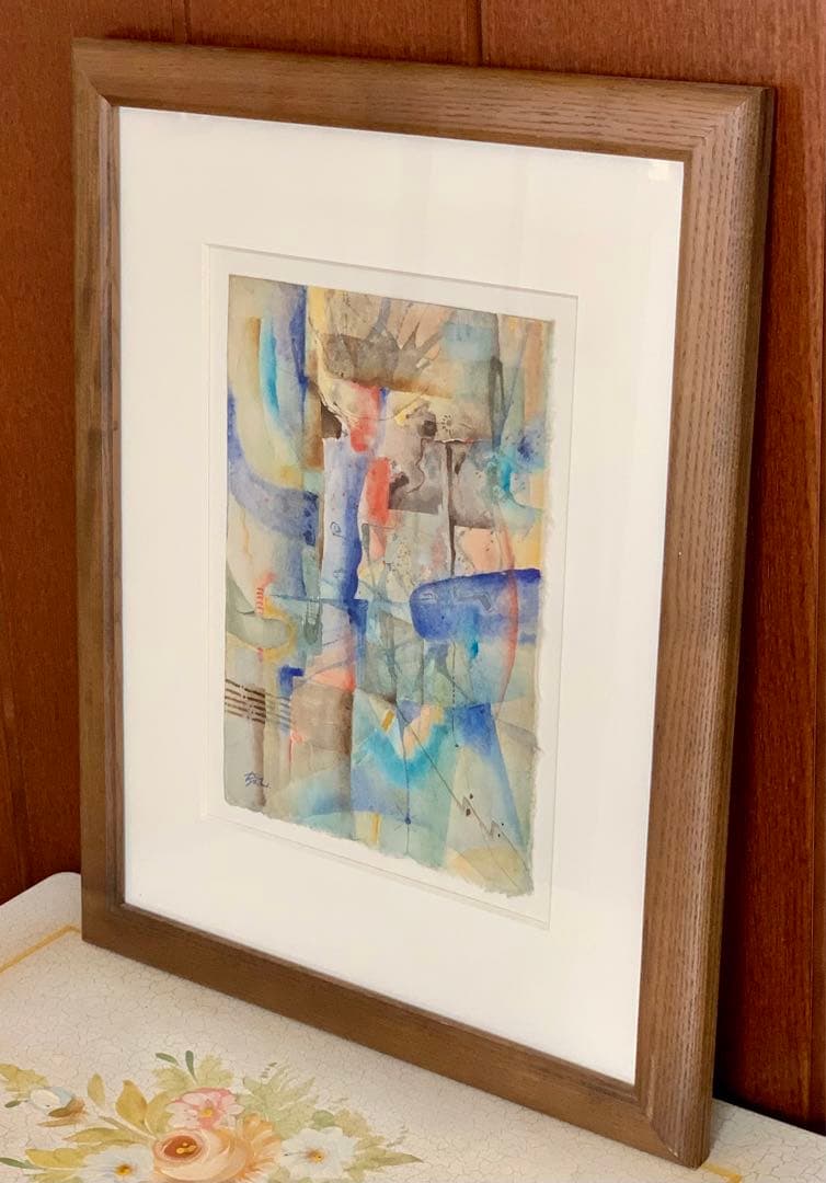 【RIO UMEZAWAの2号サイズ抽象画】1995年頃の初期作品【美品、レア】