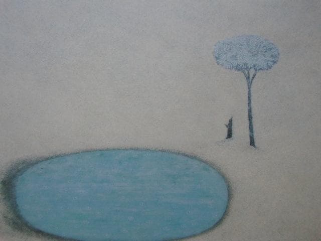 鹿見喜陌、【喜雨】、希少な額装用画集画、新品高級額 額装付、状態良好