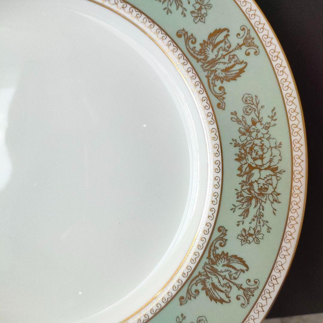 ウェッジウッド ディナープレート セージグリーン フロレンティーン 美品 黒壺