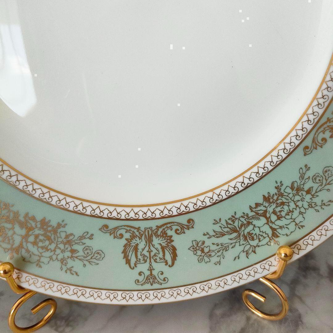 ウェッジウッド ディナープレート セージグリーン フロレンティーン 美品 黒壺