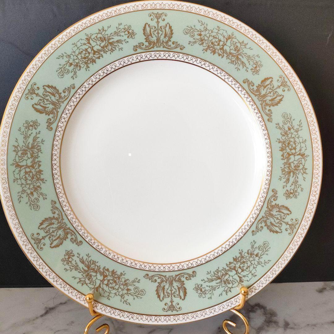 ウェッジウッド ディナープレート セージグリーン フロレンティーン 美品 黒壺