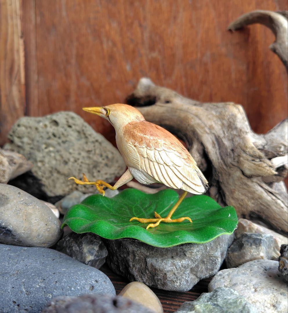 小さなバードカービング ヨシゴイ&アカショウビン 野鳥 木彫り