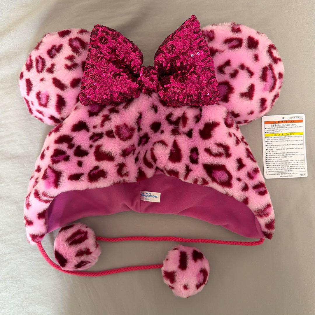 ミニーマウス ピンクヒョウ柄 帽子 - メルカリ