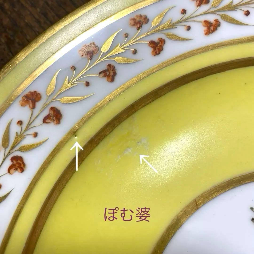 【Sevres セーヴル セーブル】黄肌花絵付 皿「ナポレオン命による贈答品」①