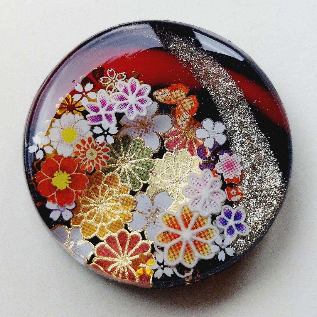 【1692】レジン　和柄　ヘアゴム　ポニーフック　ブロ―チ　ハンドメイド