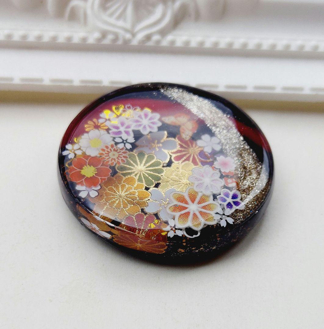 【1692】レジン　和柄　ヘアゴム　ポニーフック　ブロ―チ　ハンドメイド