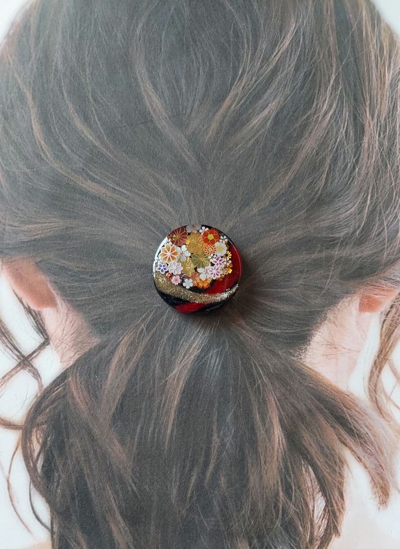 【1692】レジン　和柄　ヘアゴム　ポニーフック　ブロ―チ　ハンドメイド