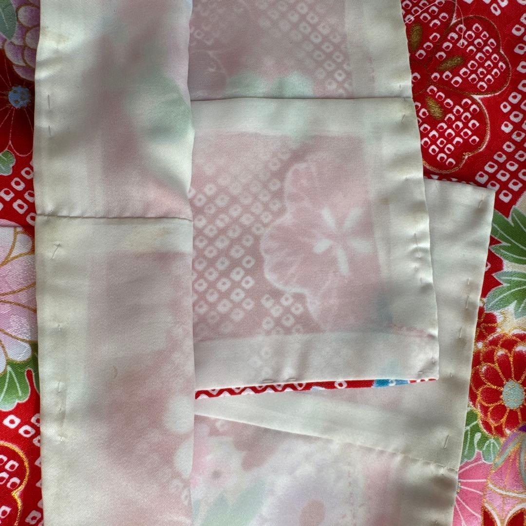 【七五三 3歳 女の子】京都花ひめ 8点フルセット 被布疋田柄 赤白ピンク