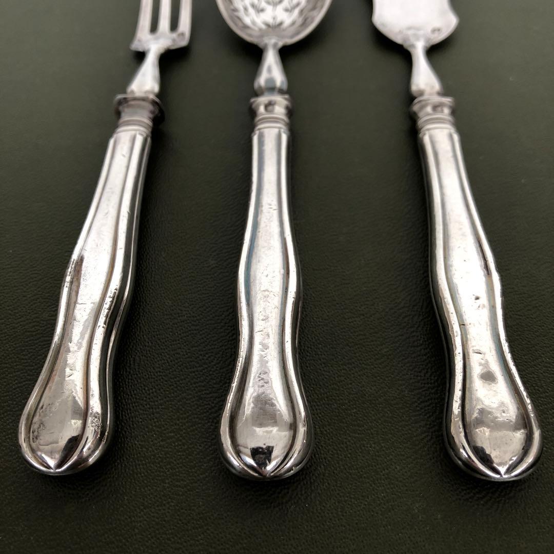 フランス アンティーク　Philippe Berthier 銀製カトラリー3本