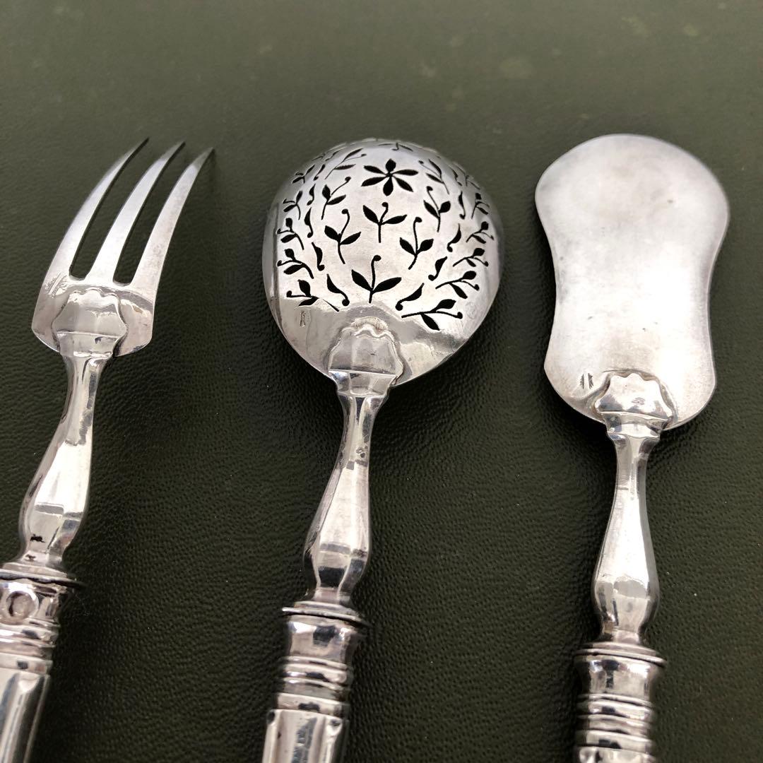 フランス アンティーク　Philippe Berthier 銀製カトラリー3本