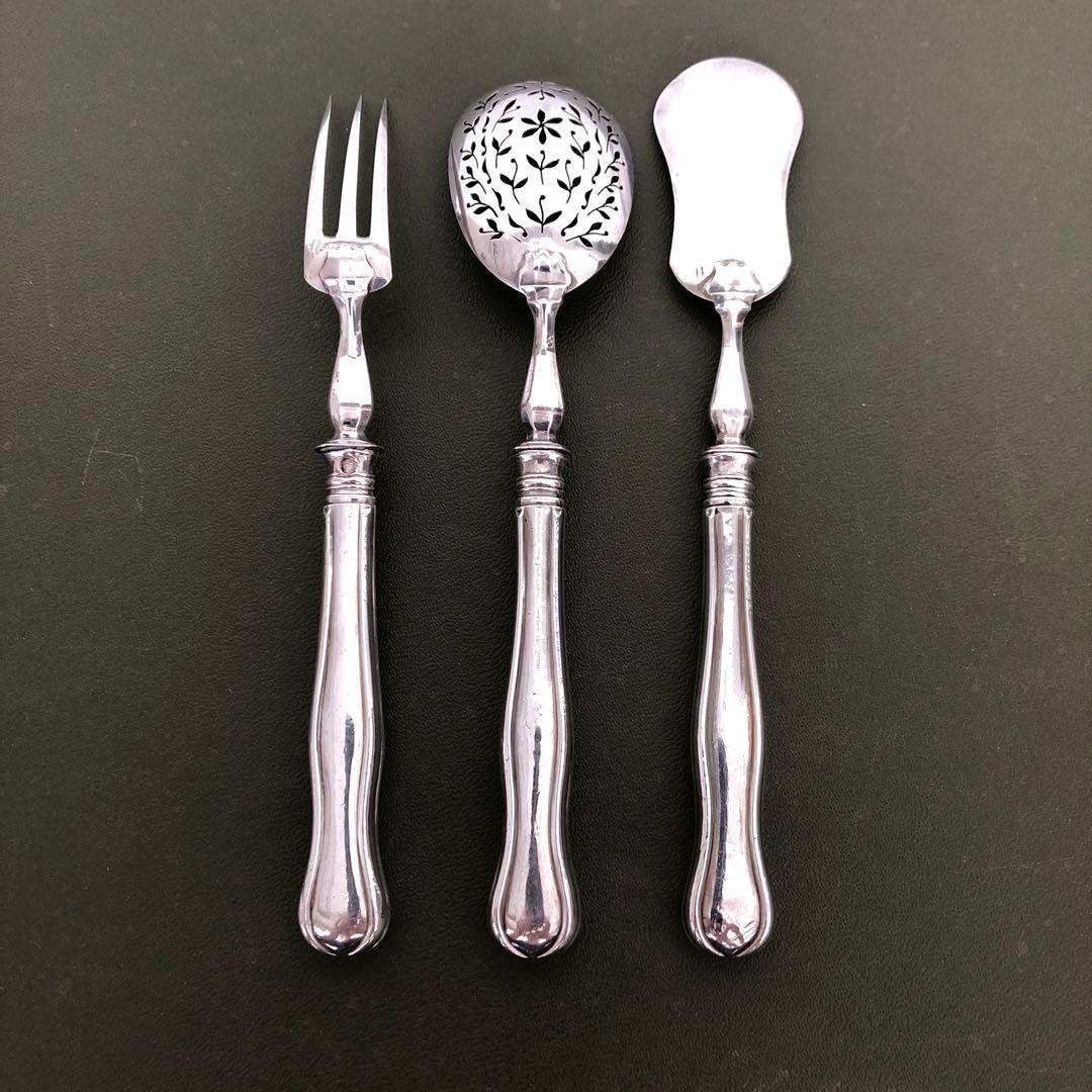 フランス アンティーク　Philippe Berthier 銀製カトラリー3本
