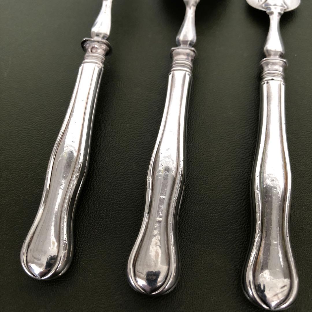 フランス アンティーク　Philippe Berthier 銀製カトラリー3本