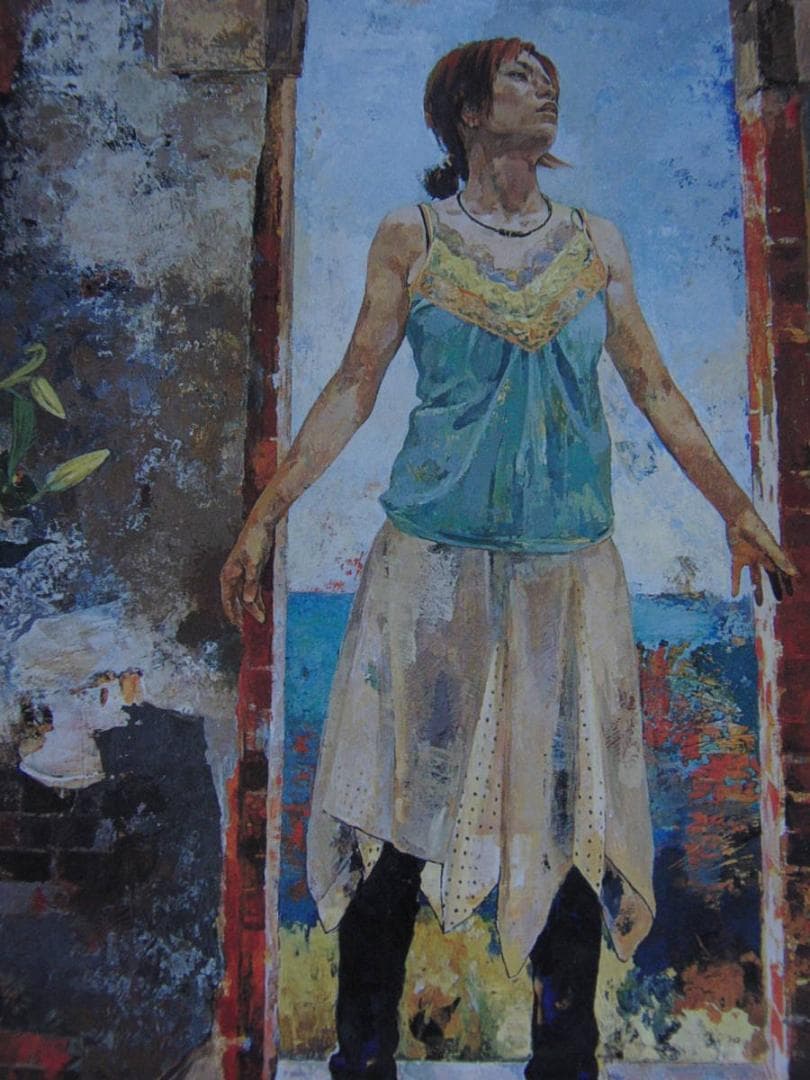 小川尊一、【犬島晩夏】、希少な額装用画集より、新品額装付、状態良好