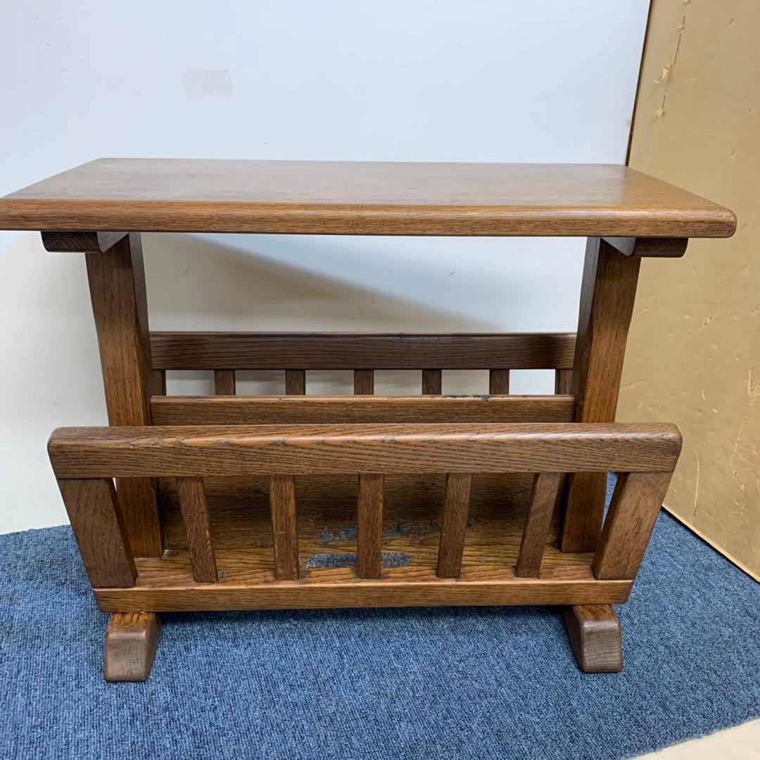 オランダ製 オーク無垢材 サイドテーブル x マガジンラック コーヒーテーブル
