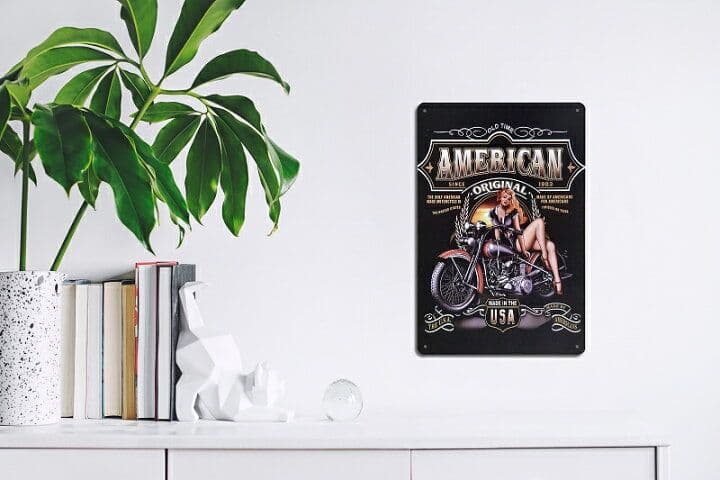 デザイン看板A4】アメリカンバイク★壁掛けポスター絵アートパネル車庫ガレージ雑貨