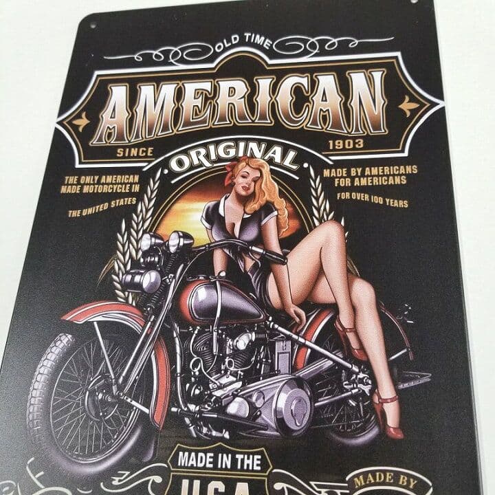 デザイン看板A4】アメリカンバイク★壁掛けポスター絵アートパネル車庫ガレージ雑貨
