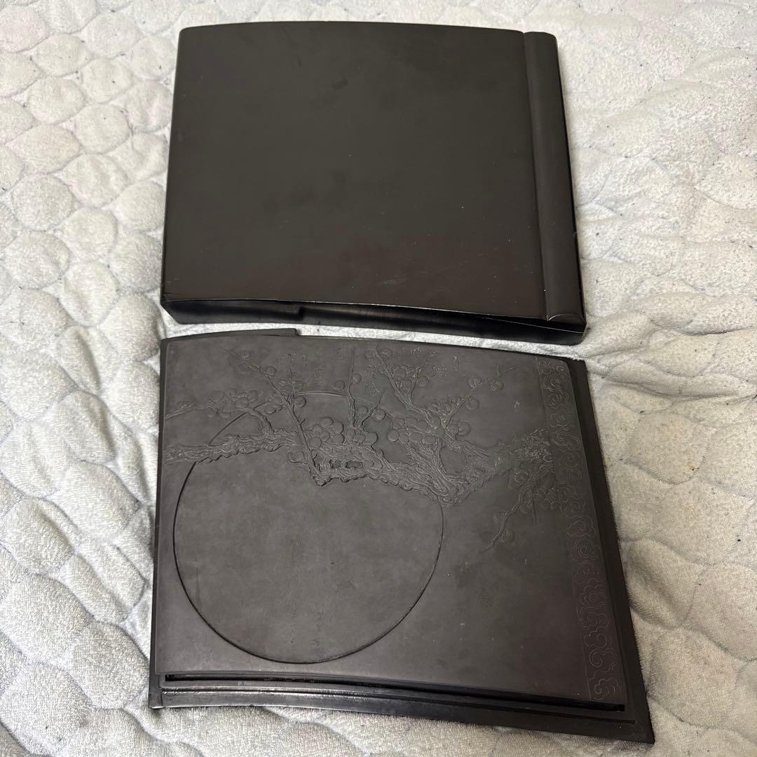 古箱付き文房用具 まとめ 硯 印鑑 鶏血石墨 在銘 刻字詩文