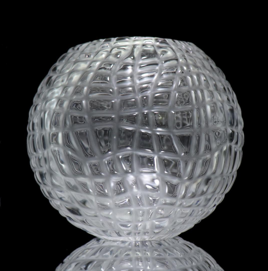 バカラ 珍品 ヴィンテージ クロコ型 フロスト加工 大型 1.1kg 花瓶 丸型