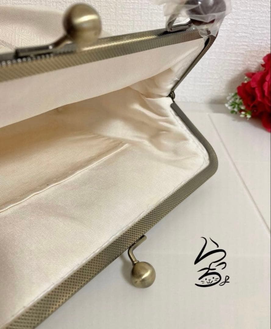 帯リメイク 華文 持ち手付きがま口バッグ