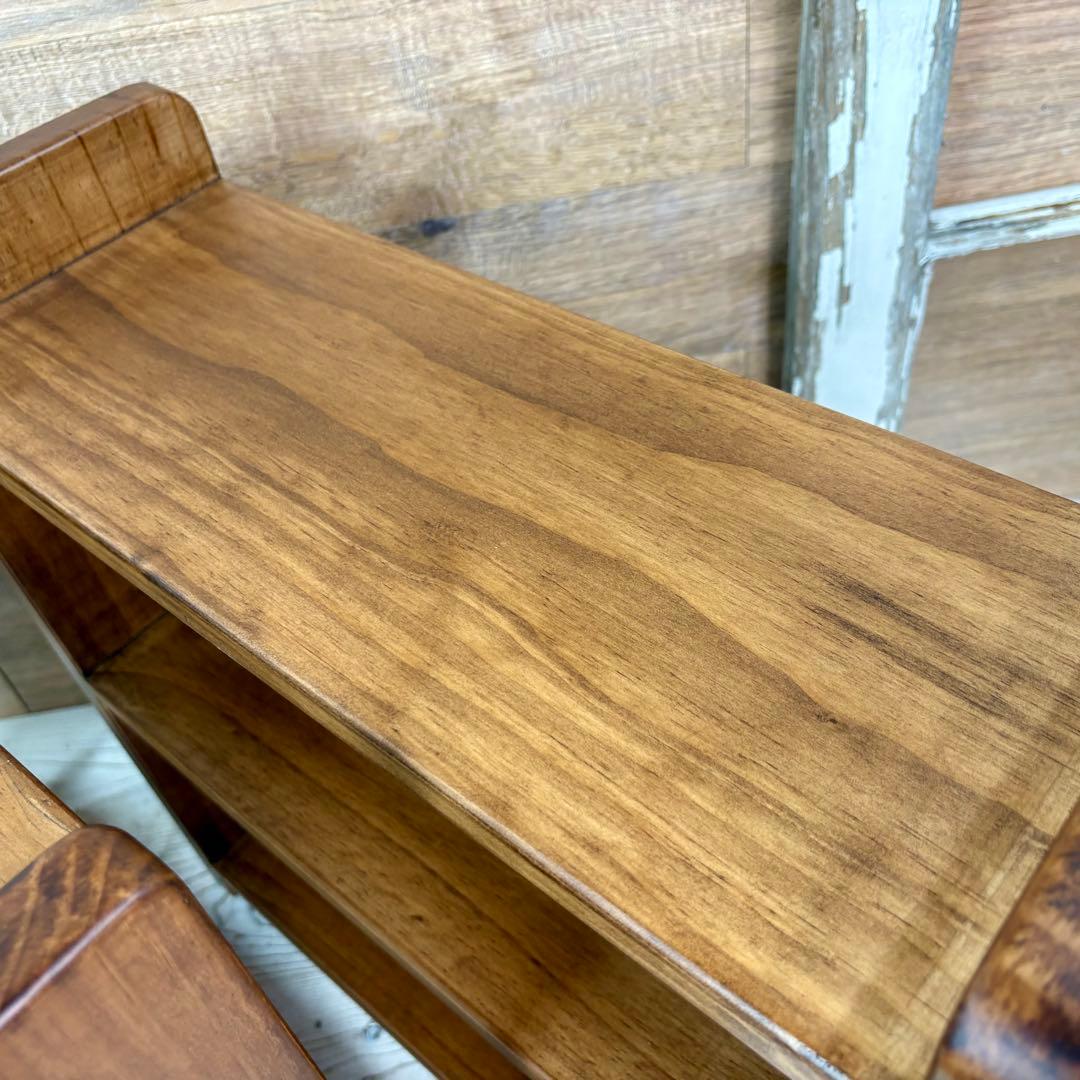 カントリー北欧調パイン材ラック三段2点セット木製収納家具シェフル飾り棚松材無垢材