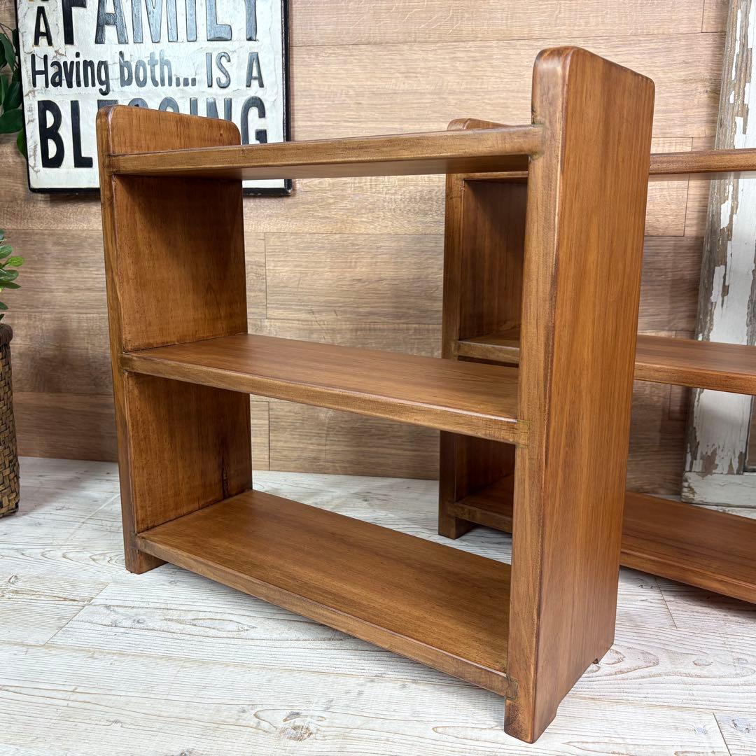 カントリー北欧調パイン材ラック三段2点セット木製収納家具シェフル飾り棚松材無垢材