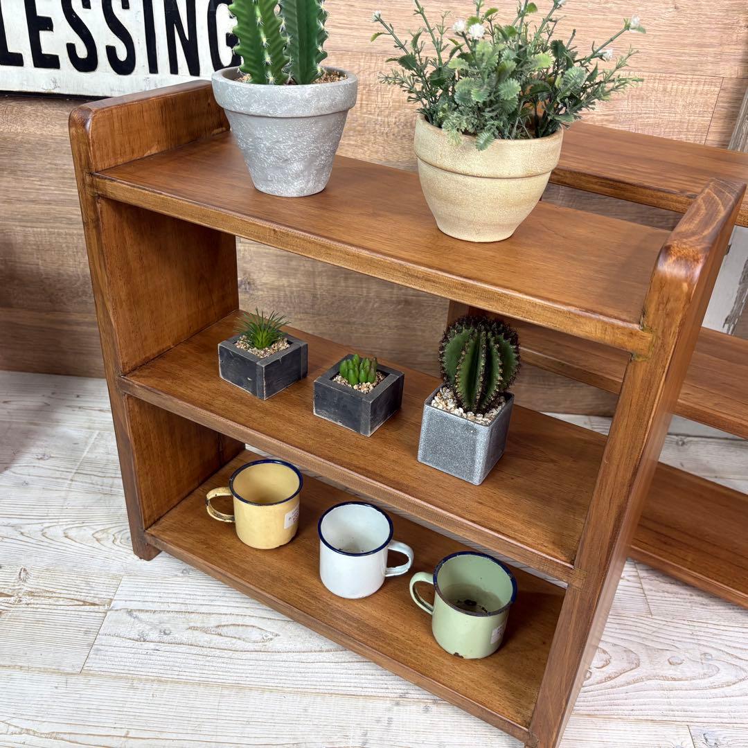 カントリー北欧調パイン材ラック三段2点セット木製収納家具シェフル飾り棚松材無垢材