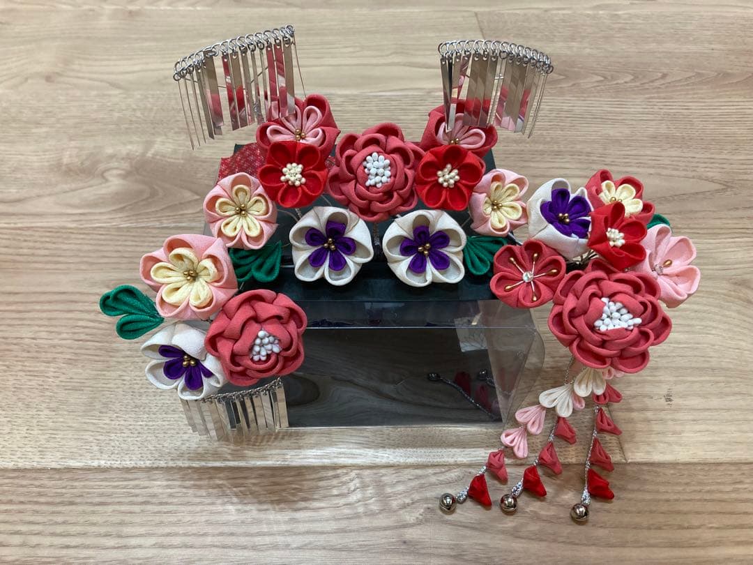 七五三　髪飾り　勝山かんざし　つまみ細工　7歳