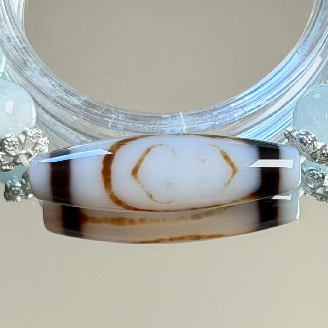 如意金剛二眼天珠&ラリマー&アクアマリン　ブレスレット　内径約16cm