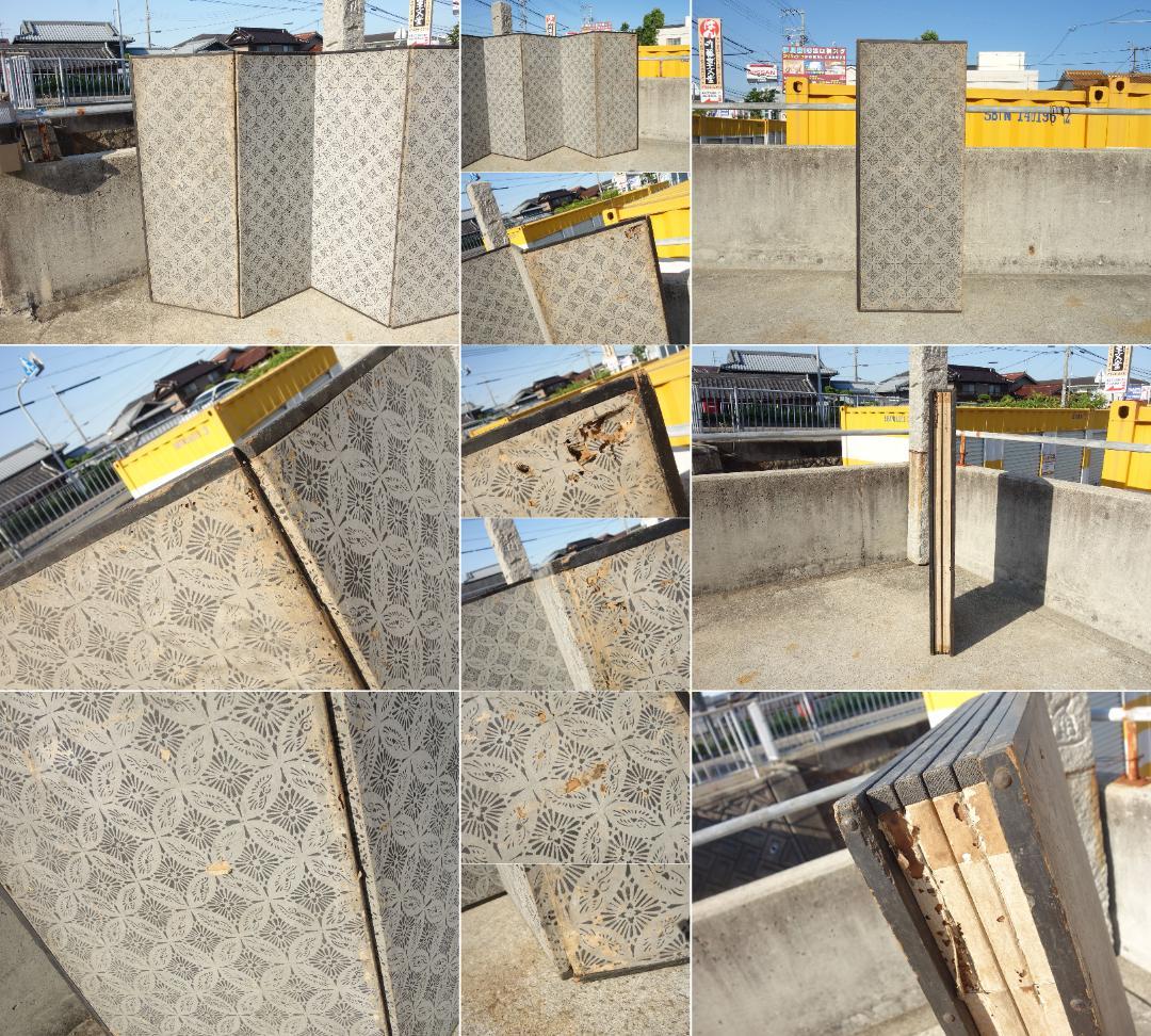 F▽屏風 扇面 まくり 貼り付け 色紙 和歌 掛け軸 六曲一隻 (30678