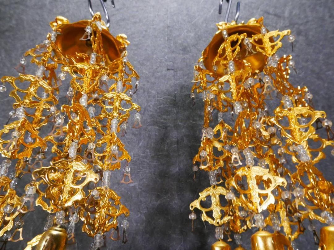 限定値下　展示未使用品　金色瓔珞　白玉付　高さ23㎝　4716