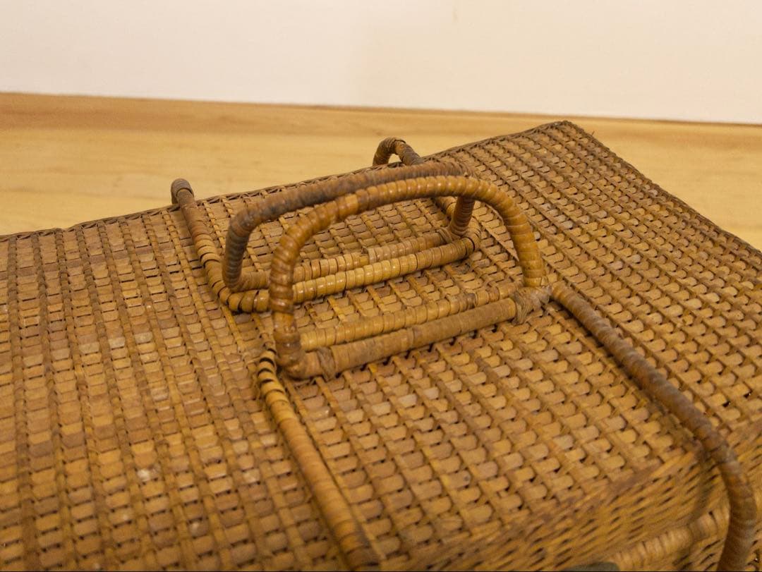 【須賀】籐　バッグ　2a015　古道具　古家具　ビンテージ