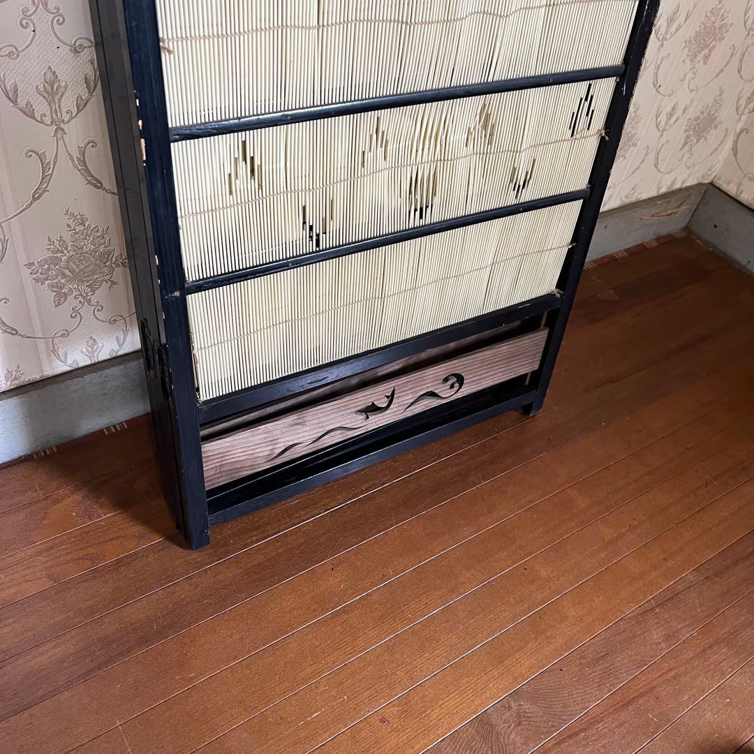 【アンティーク】昭和レトロ 4連 衝立 パーテーション 目隠し 間仕切り 古道具