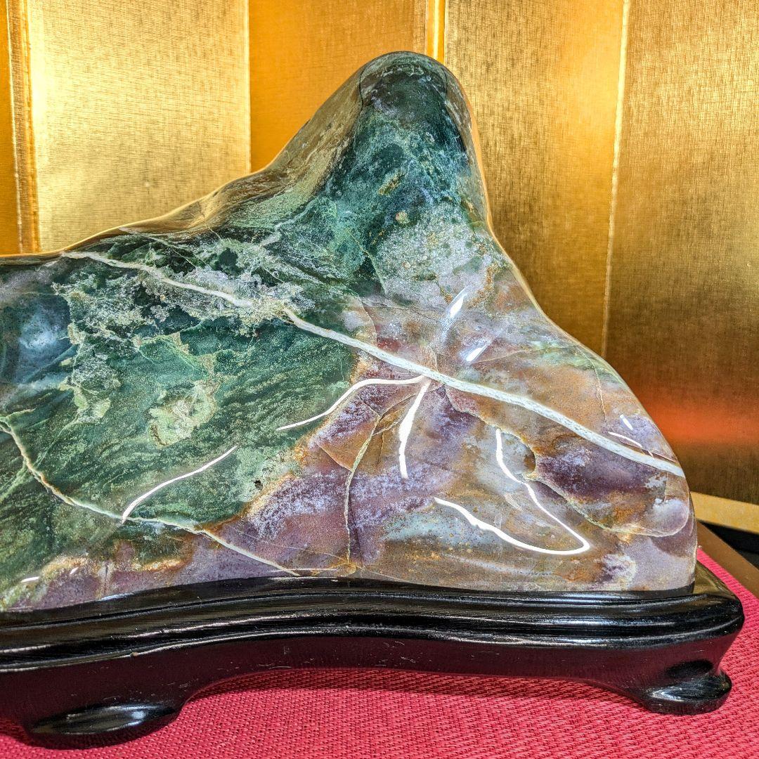 グリーンジャスパー14.5㌔ 鑑賞石 観賞石 水石 盆石 天然石 置物 メノウ