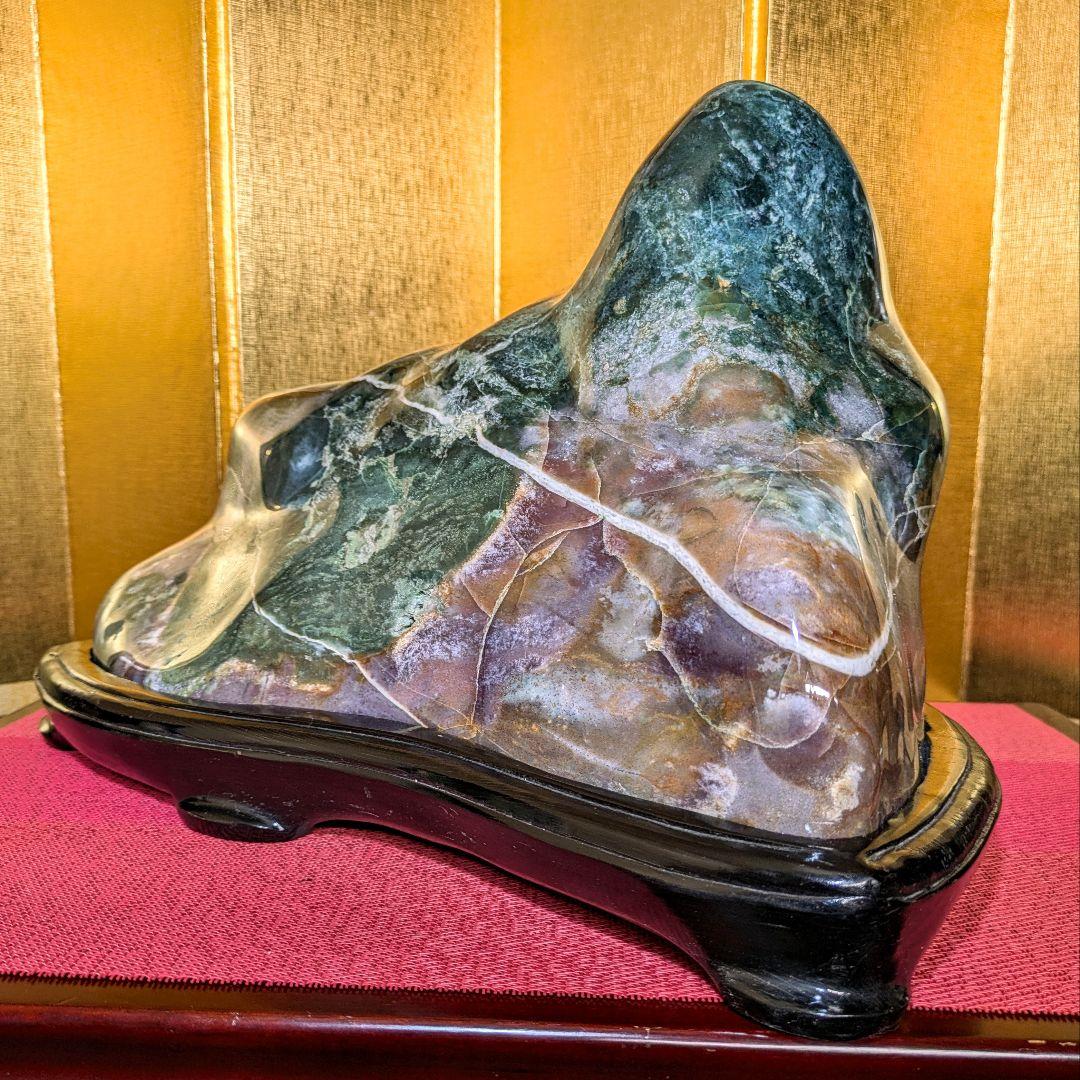 グリーンジャスパー14.5㌔ 鑑賞石 観賞石 水石 盆石 天然石 置物 メノウ