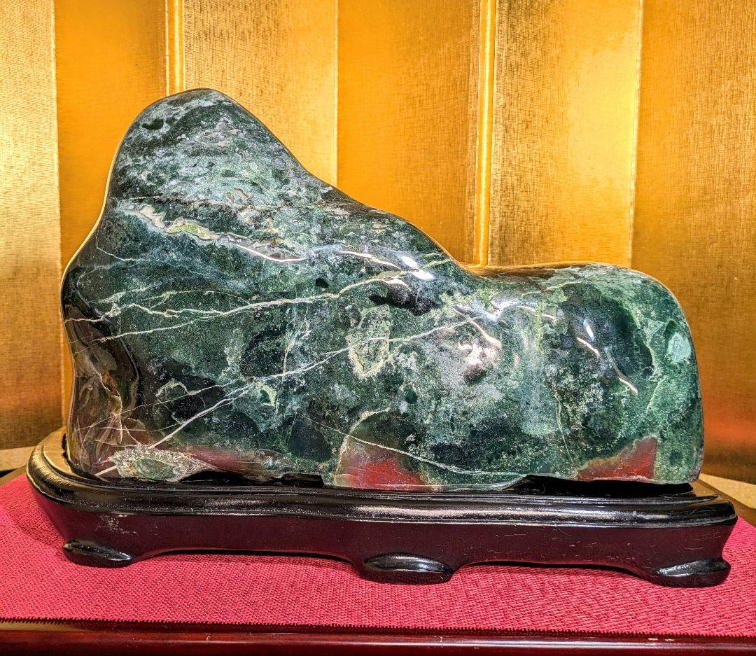 グリーンジャスパー14.5㌔ 鑑賞石 観賞石 水石 盆石 天然石 置物 メノウ
