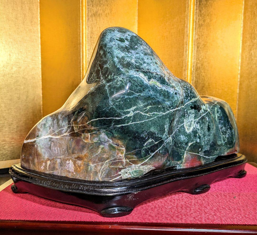 グリーンジャスパー14.5㌔ 鑑賞石 観賞石 水石 盆石 天然石 置物 メノウ