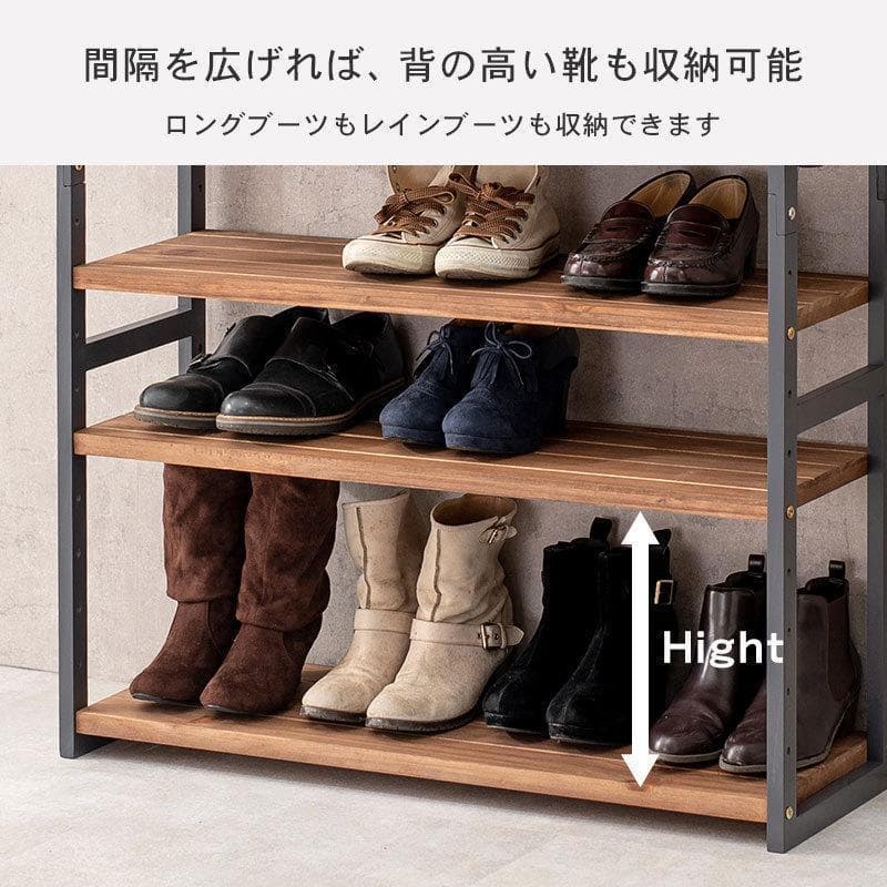 オープンシェルフ 棚 ラック シューズ 靴箱 収納 幅85cm 5段 ブラック