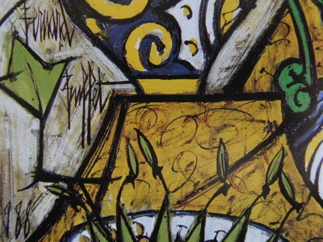 ビュフェ、マジョリカ、希少な額装用画集より、新品高級額装付、状態良好