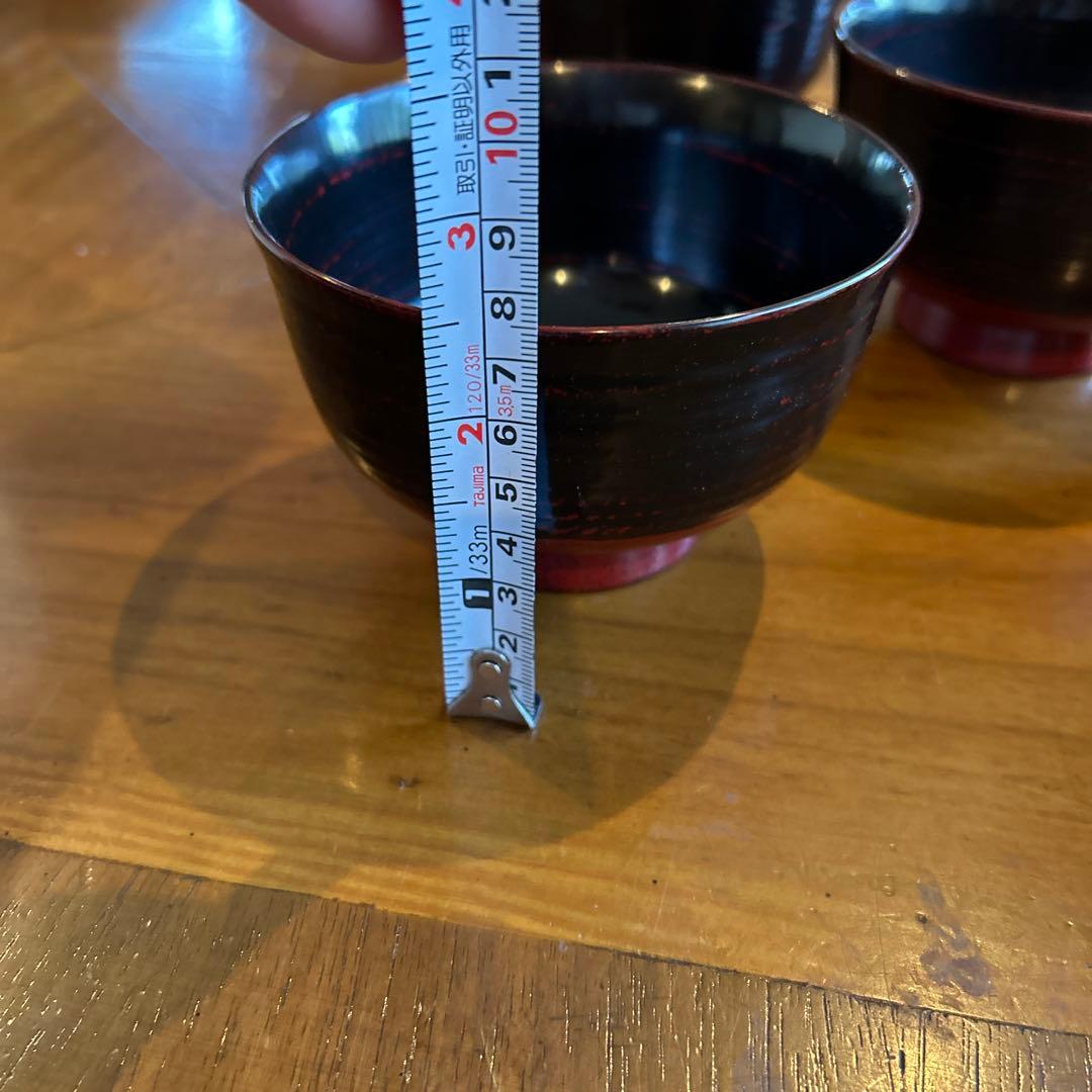 輪島塗り木製汁椀 5個セット 黒赤ツートン　お値下げしました