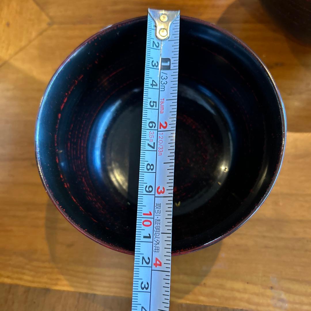 輪島塗り木製汁椀 5個セット 黒赤ツートン　お値下げしました