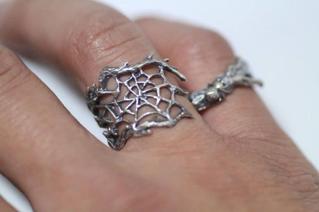 木の枝に蜘蛛の巣リング Silver925