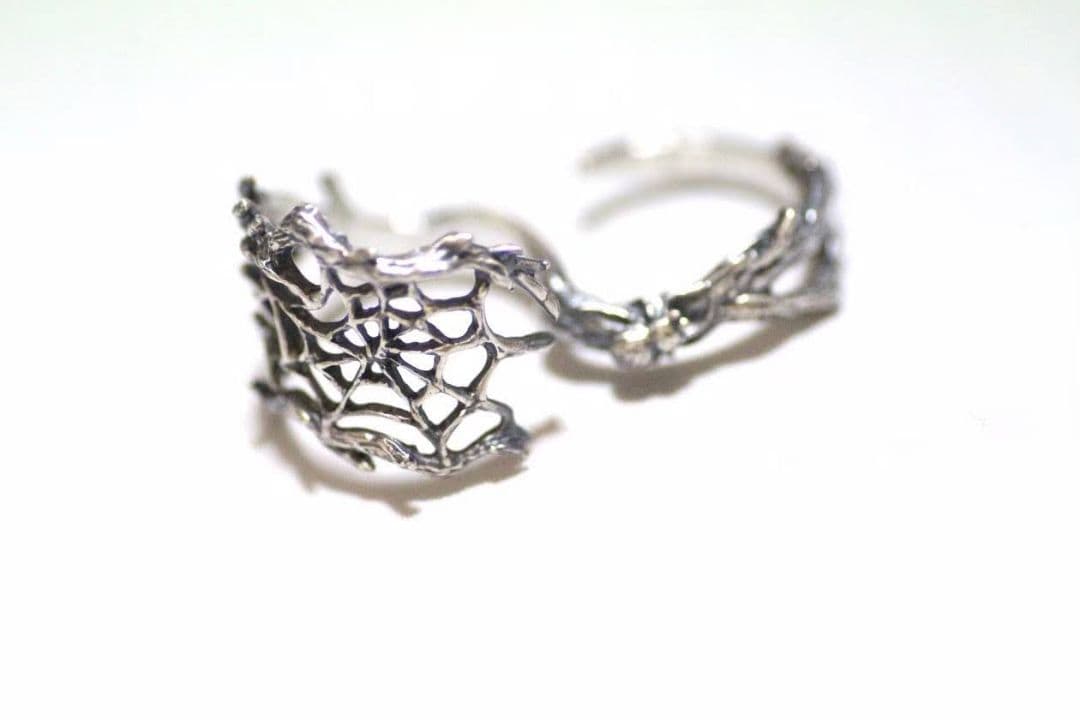 木の枝に蜘蛛の巣リング Silver925