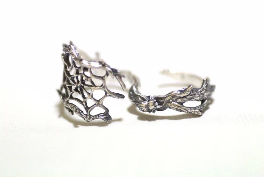 木の枝に蜘蛛の巣リング Silver925