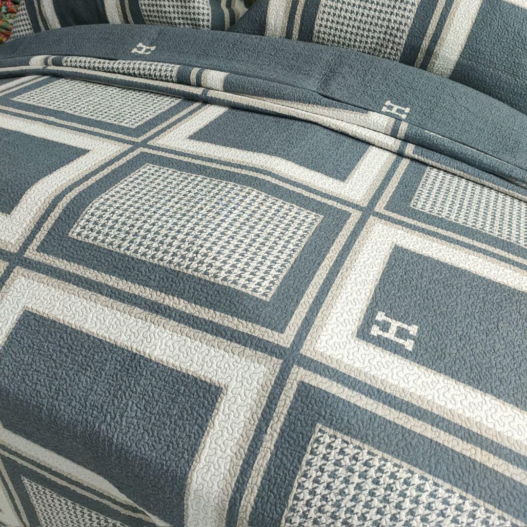 キルトベッドカバー3点セット綿マルチカバー キルティング QNG