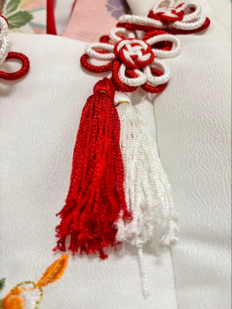 七五三 三歳 女児 被布着物フルセット 被布に刺繍入り 伊達襟付き ピンク色