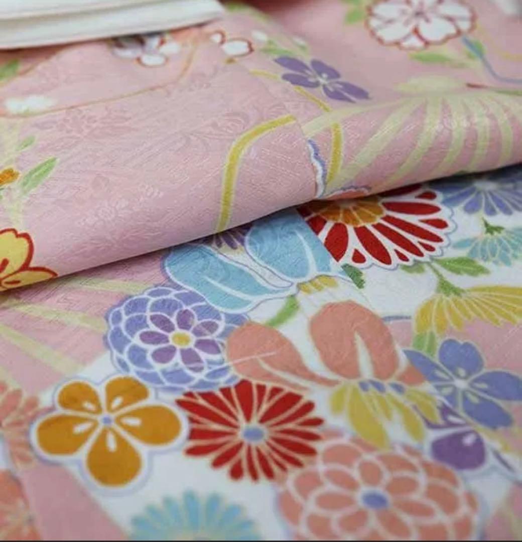 七五三 三歳 女児 被布着物フルセット 被布に刺繍入り 伊達襟付き ピンク色