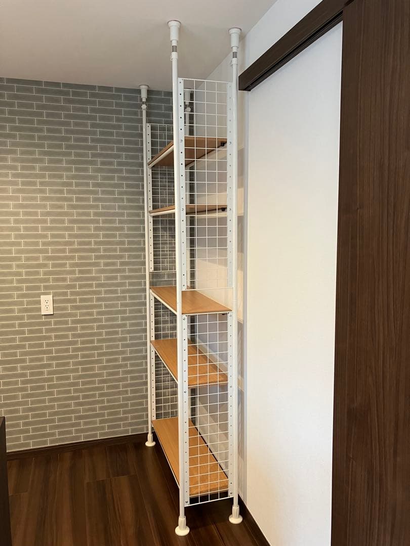 突っ張りラック 可動式棚５枚 幅90cm 奥行25cm