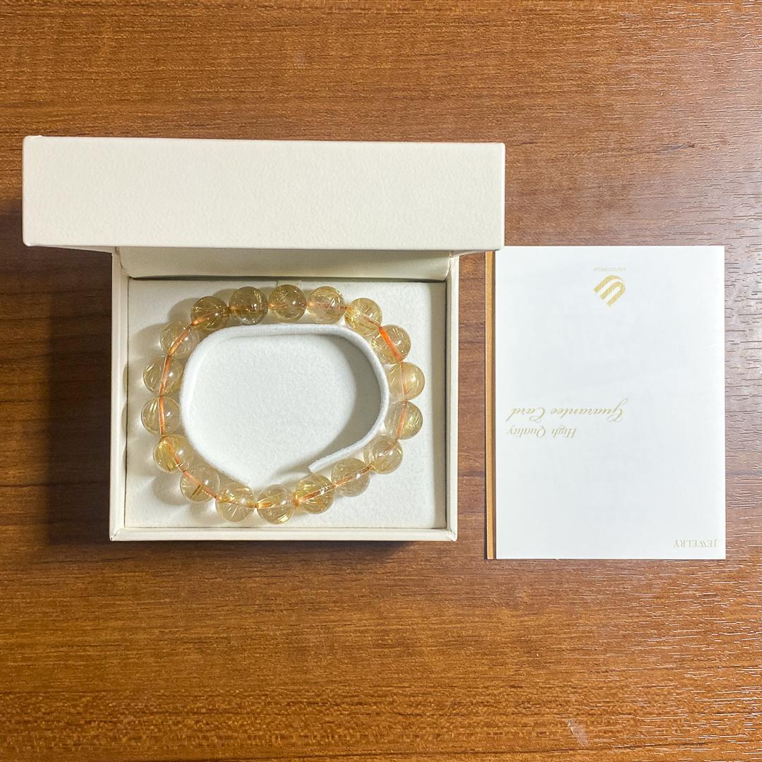 天然 ルチルクォーツ ブレスレット 12mm 約39.9g 昇仙峡 品質保証書付