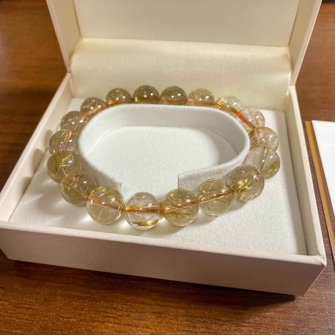 天然 ルチルクォーツ ブレスレット 12mm 約39.9g 昇仙峡 品質保証書付