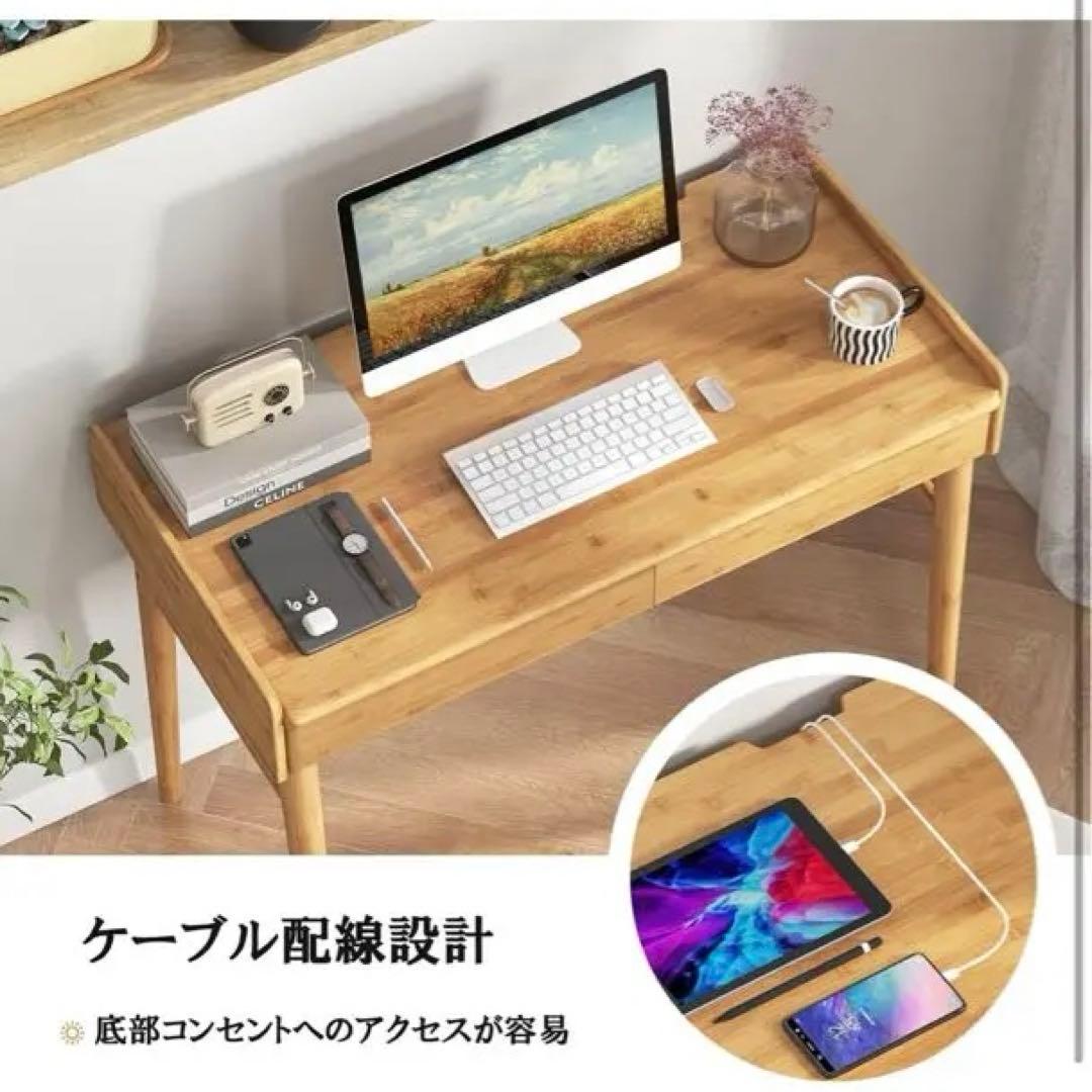 GYMAX 天然竹 パソコンデスク 100cm